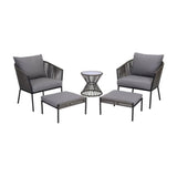 Outdoor 5 Piece Rope Patio Sofa Set (Grey)