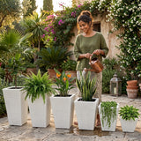 Tall Tapered Set of 6  Outdoor Wicker Planter (White)