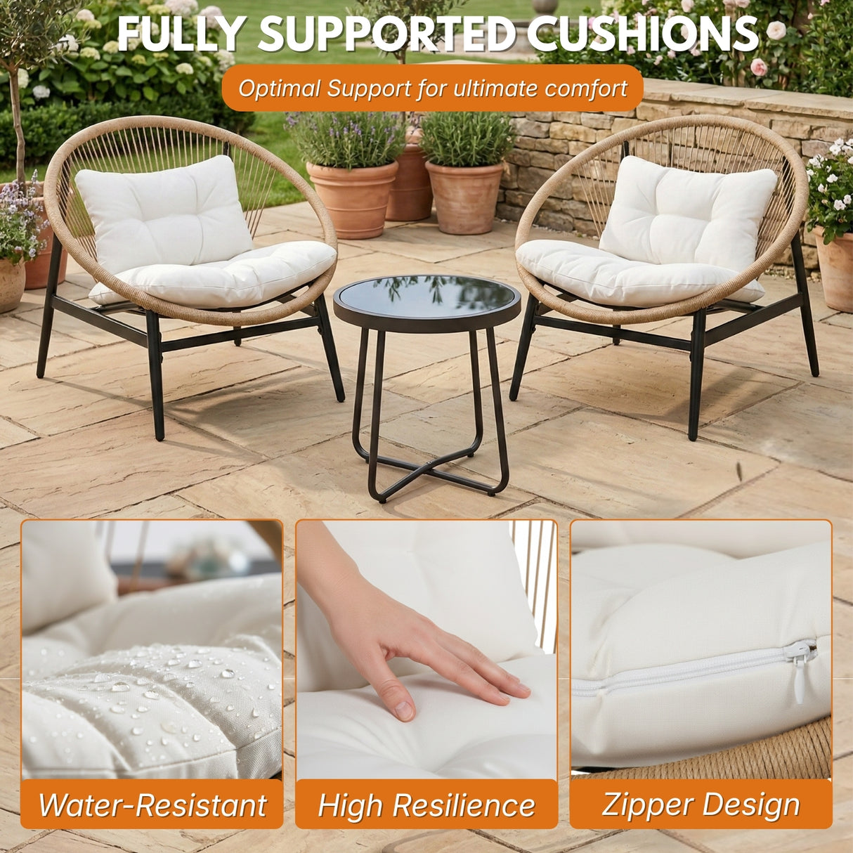 3-Piece Outdoor Patio Bistro Set