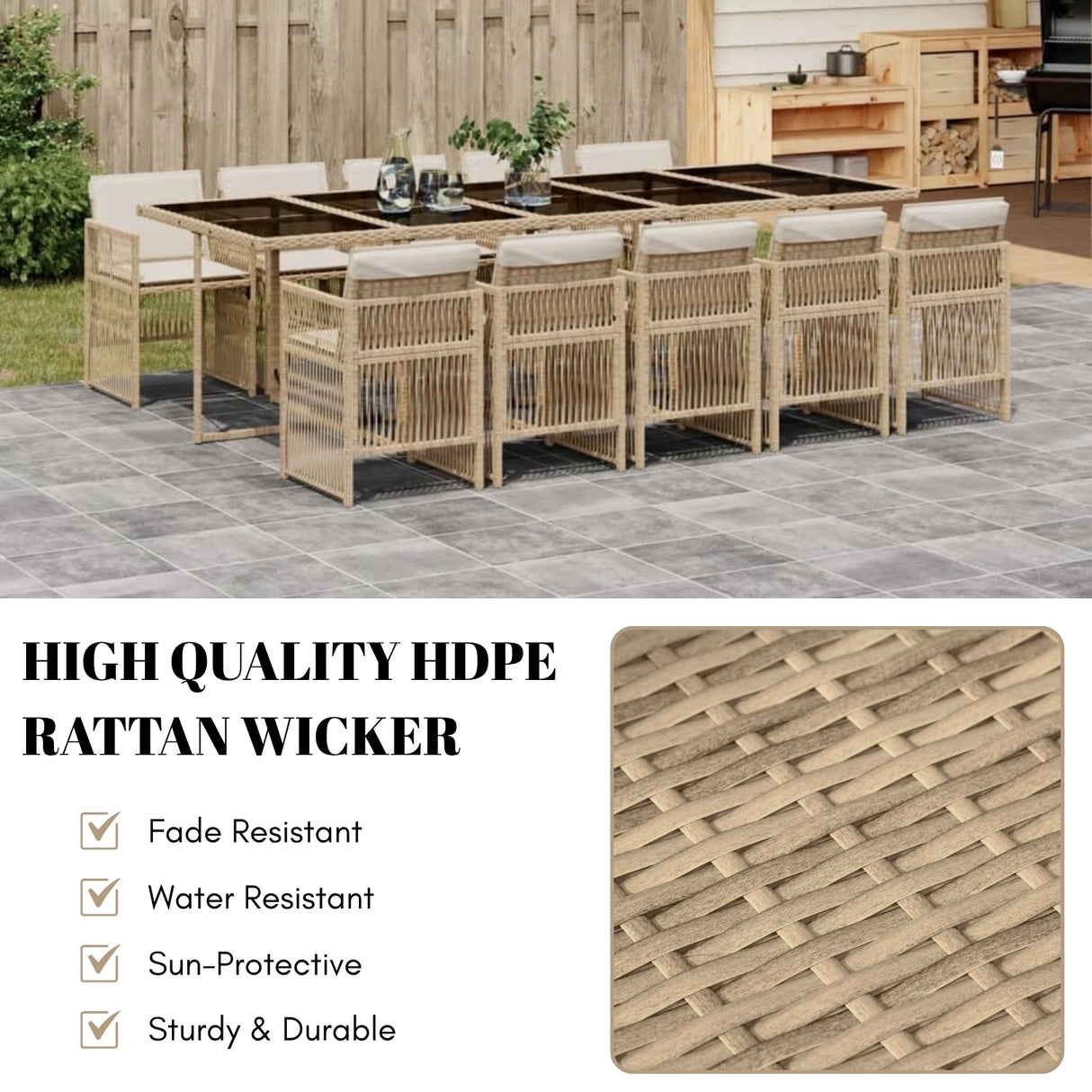 10 Seater Outdoor Rattan Wicker Dinning Set