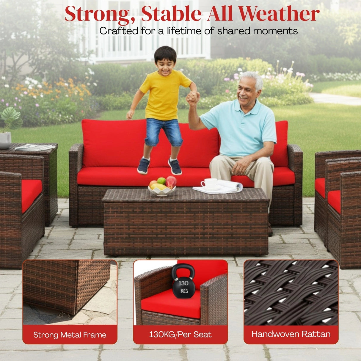 Outdoor 7-Seater Wicker Sectional Sofa Set