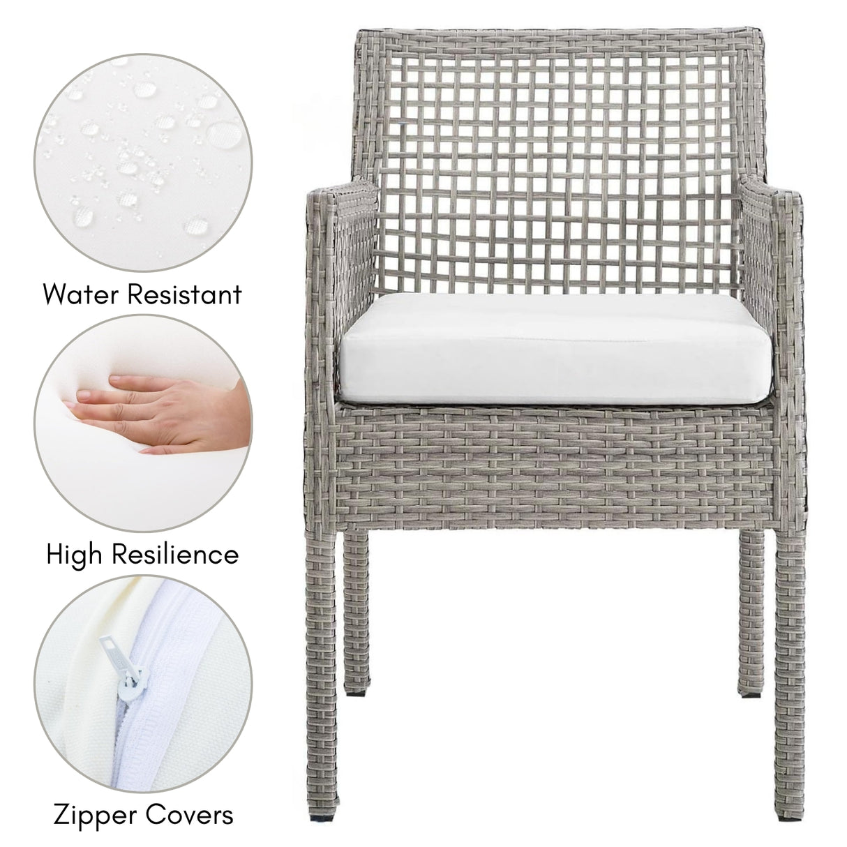 1-Piece Outdoor Rattan Wicker Patio Dining Chair