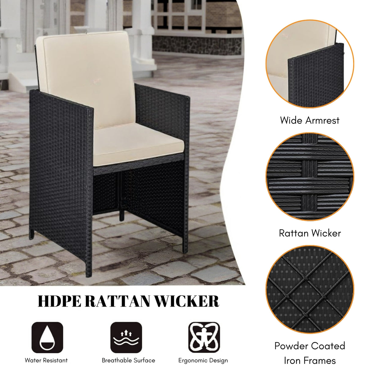 9-Piece Outdoor Patio Rattan Dining Set