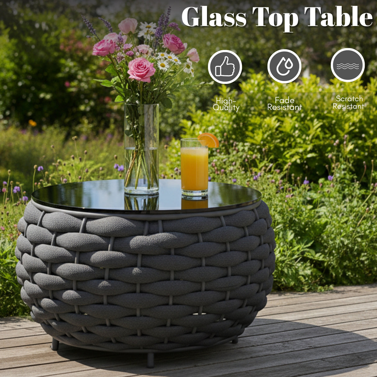 4 Piece Outdoor Rope Sofa Set (Grey & Dark Grey)