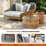 Outdoor Patio Rope Daybed With Center and Side Tables