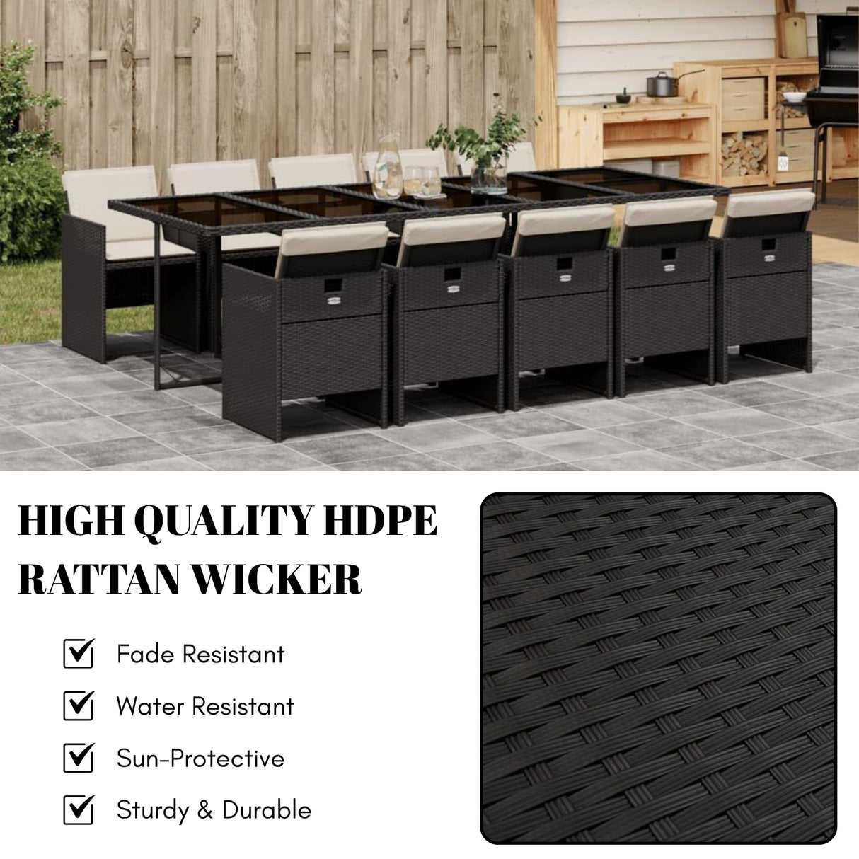 All Weather Wicker Patio Dinning Table Set