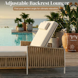 Outdoor Rope Lounger Set of 2 (Beige & Cream)