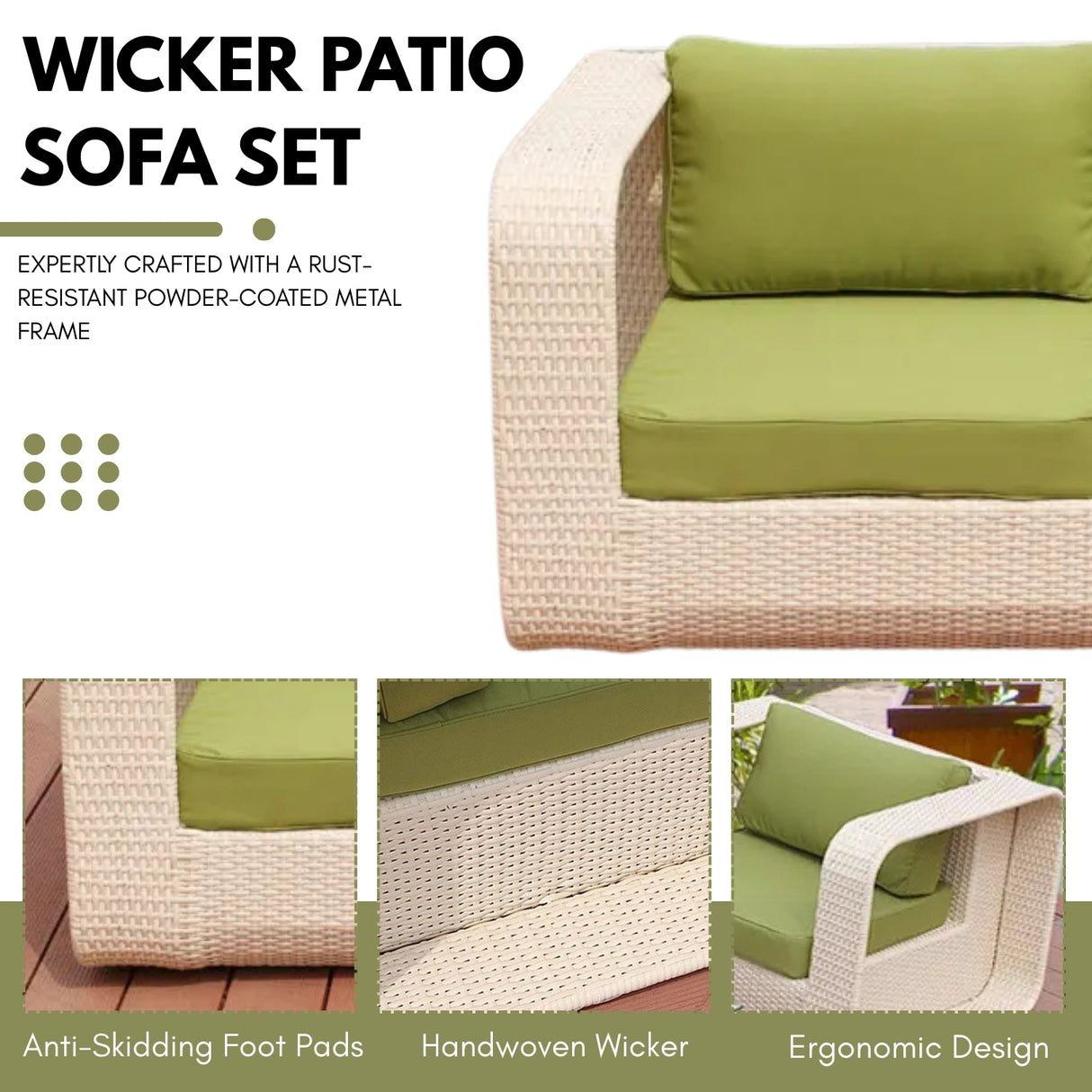 4-Piece Outdoor Rattan Wicker Patio Sofa Set