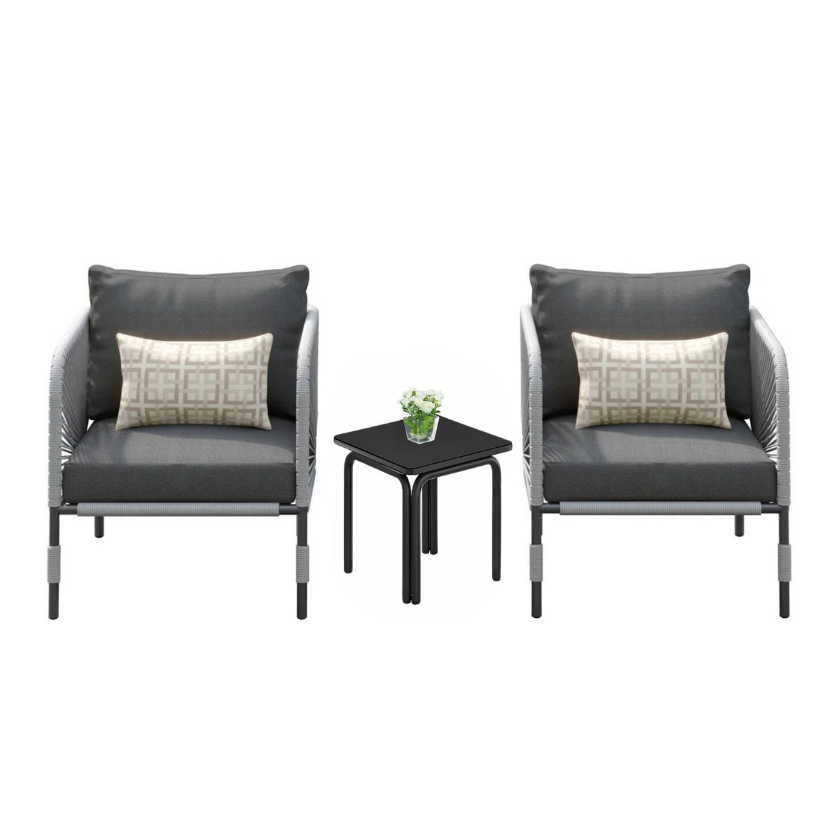 3 Piece Garden Outdoor Rope Patio Set