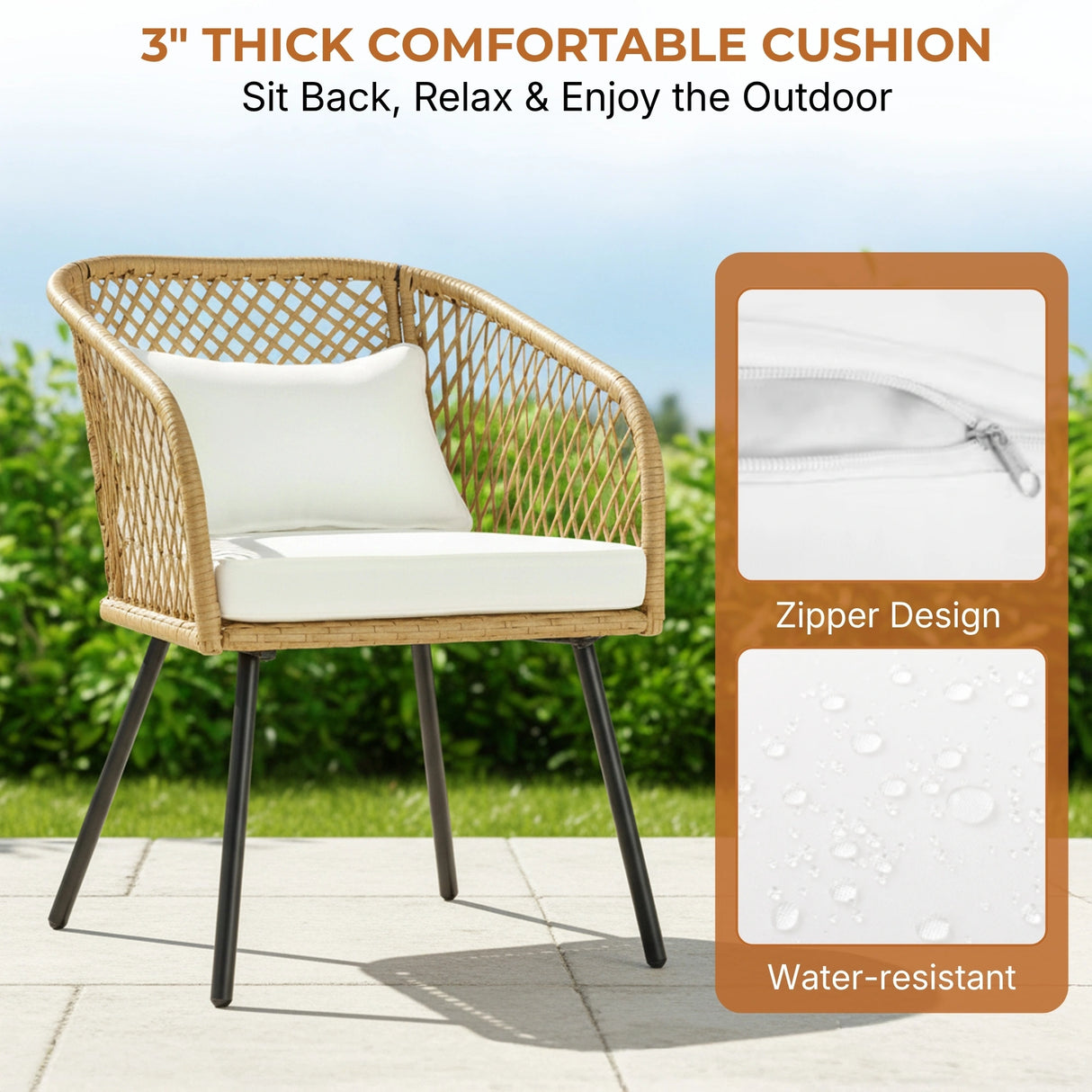 Outdoor Wicker 3-Piece Patio Set