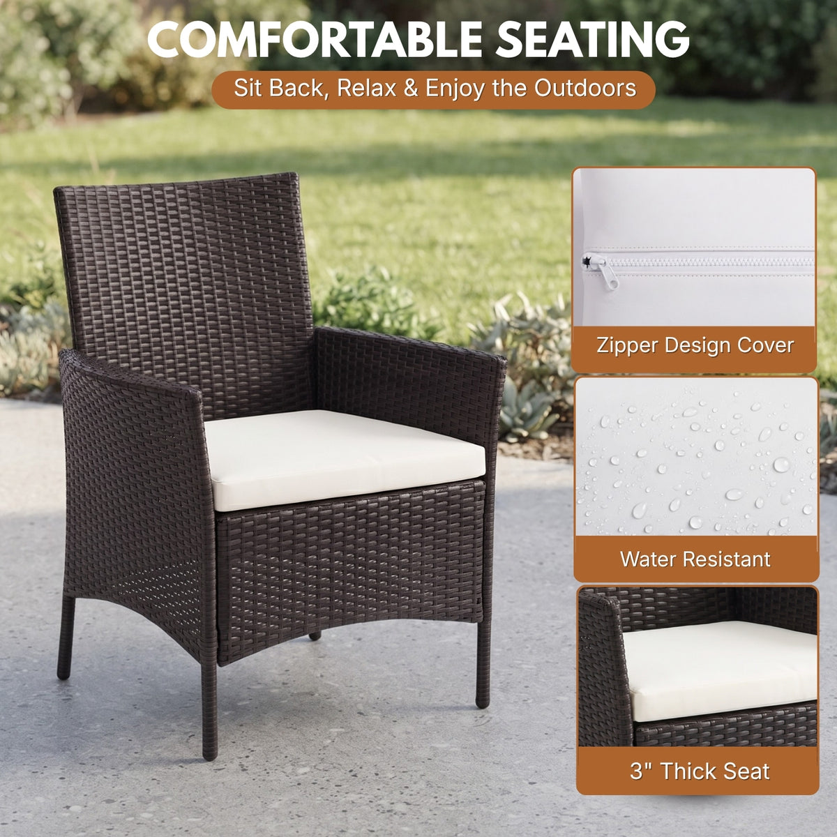 4-Piece Outdoor Rattan Wicker Patio Dining Chairs
