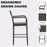 5-Piece Outdoor Rattan Wicker Bar Set with Wicker Top Table