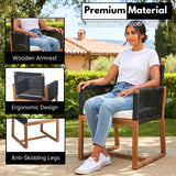 Modern Outdoor Rope Dining Chairs Set of 2 (Black & White)