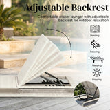 Outdoor Rattan Wicker Single Lounger Chair (White & Grey)