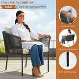 Outdoor Rope Patio Set with Glass Top Table