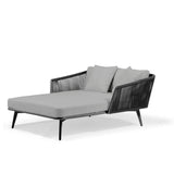 Outdoor Black Rope Patio Daybed with Comfortable Grey Cushion