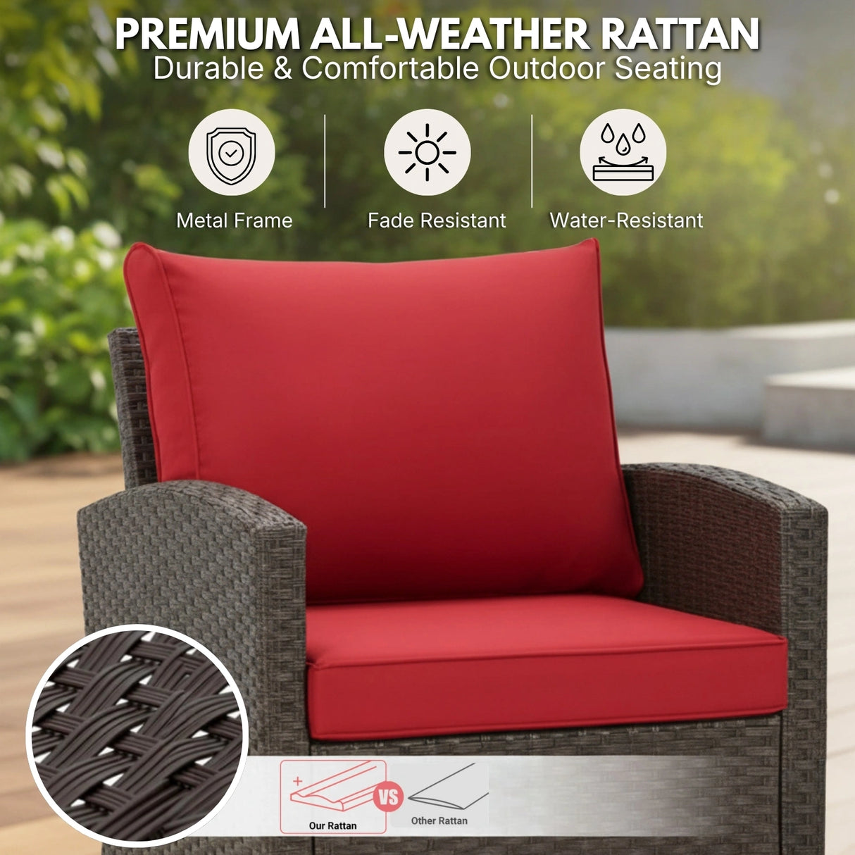 3-Piece Outdoor Rattan Wicker Patio Set