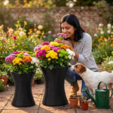 Outdoor Hourglass Design Set of 3 Wicker Planters (Black)