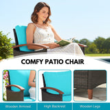 3-Piece Outdoor Wicker Patio Conversation Set (Dark Brown & Sky-Blue)