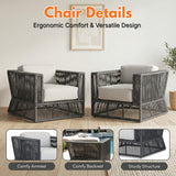 2-Piece Outdoor Rope Sofa Chairs (Grey & Off-White)