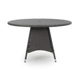 Outdoor Rattan Wicker Round Patio Table (Black)