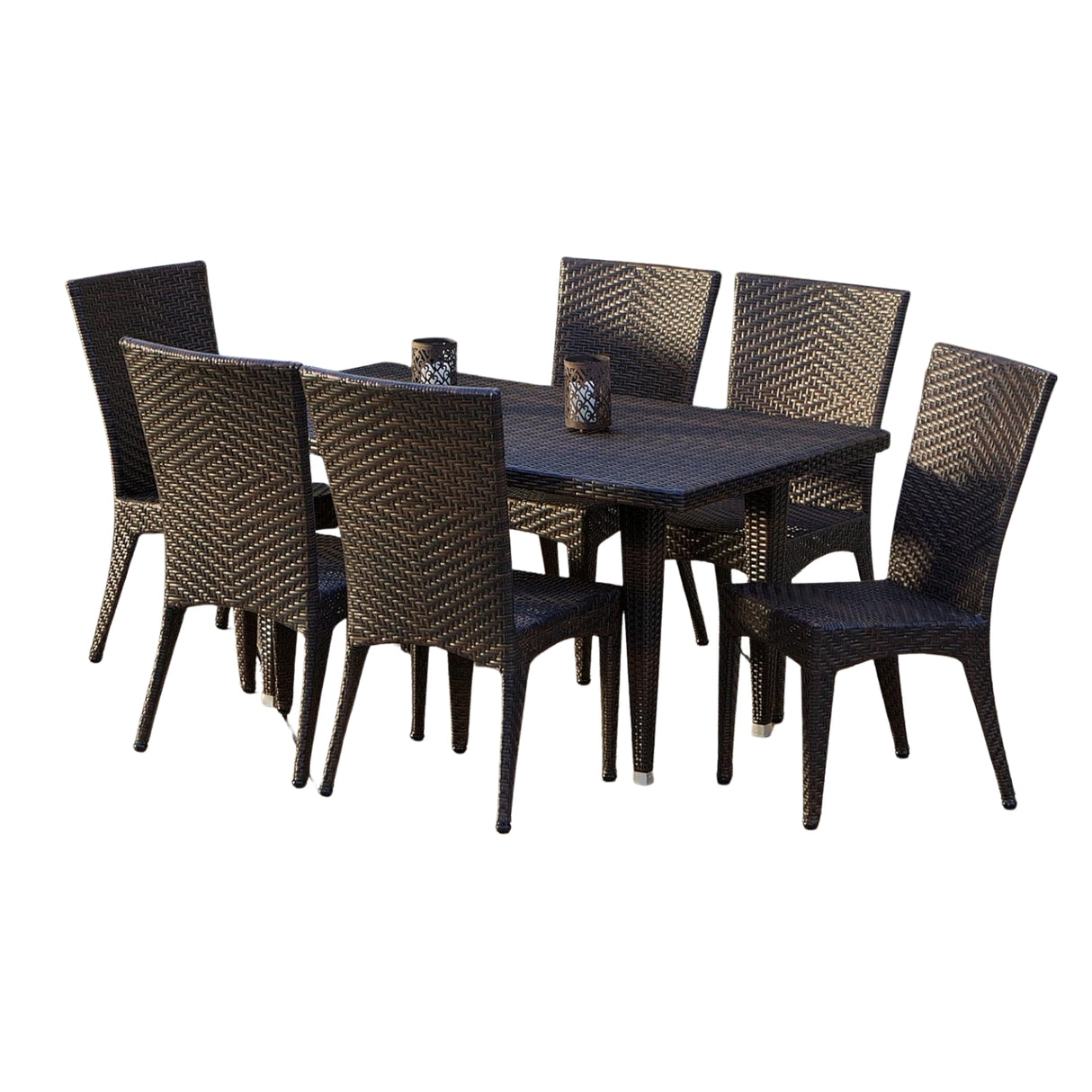 Outdoor All-Weather Resistant Rattan Wicker 7-Piece Dining Set
