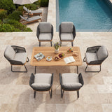 7-Piece Outdoor Patio Dining Set With Wooden Tabletop