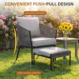 Outdoor 5 Piece Rope Patio Sofa Set (Grey)