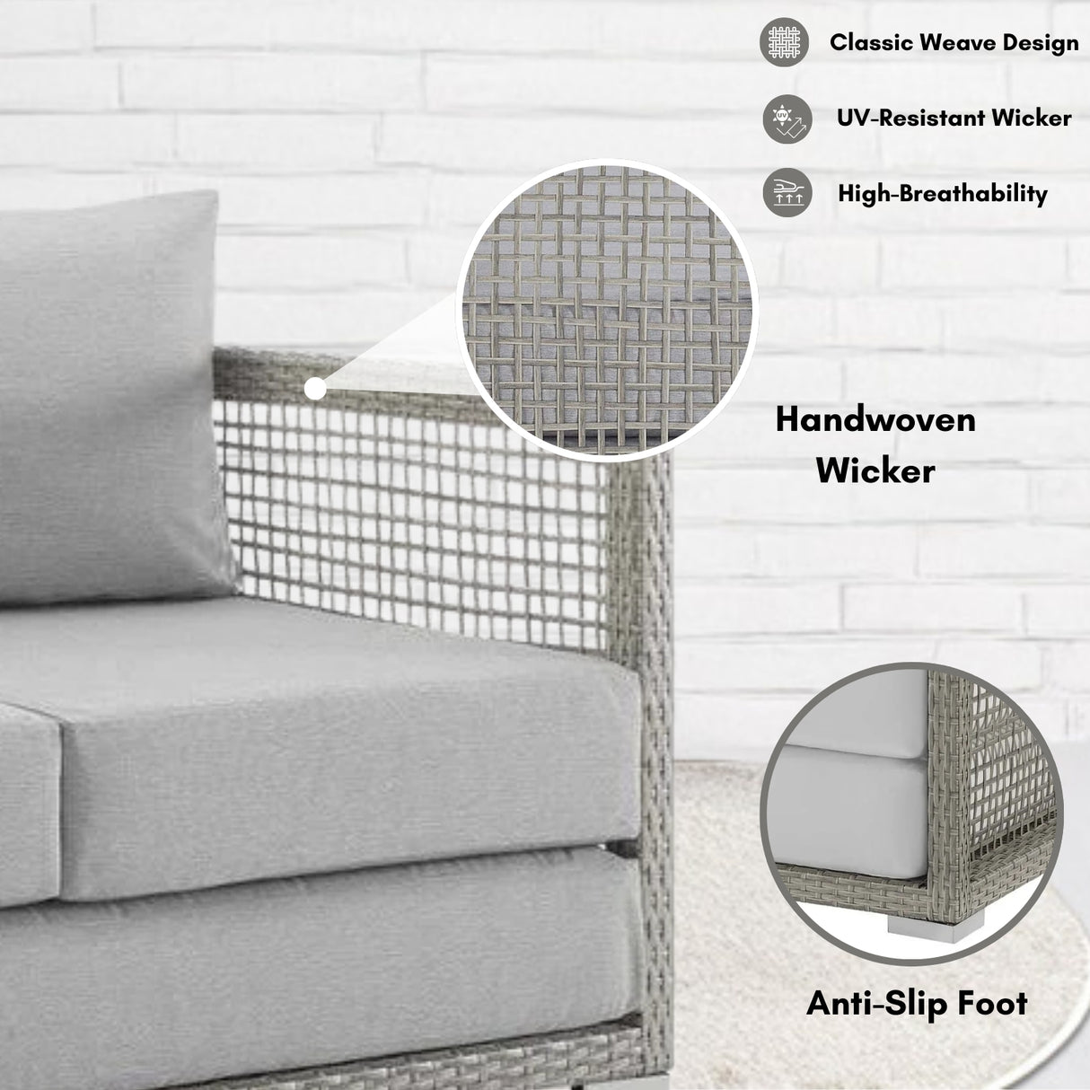 Outdoor Wicker Woven 6 Pieces Sectional Patio Furniture Set