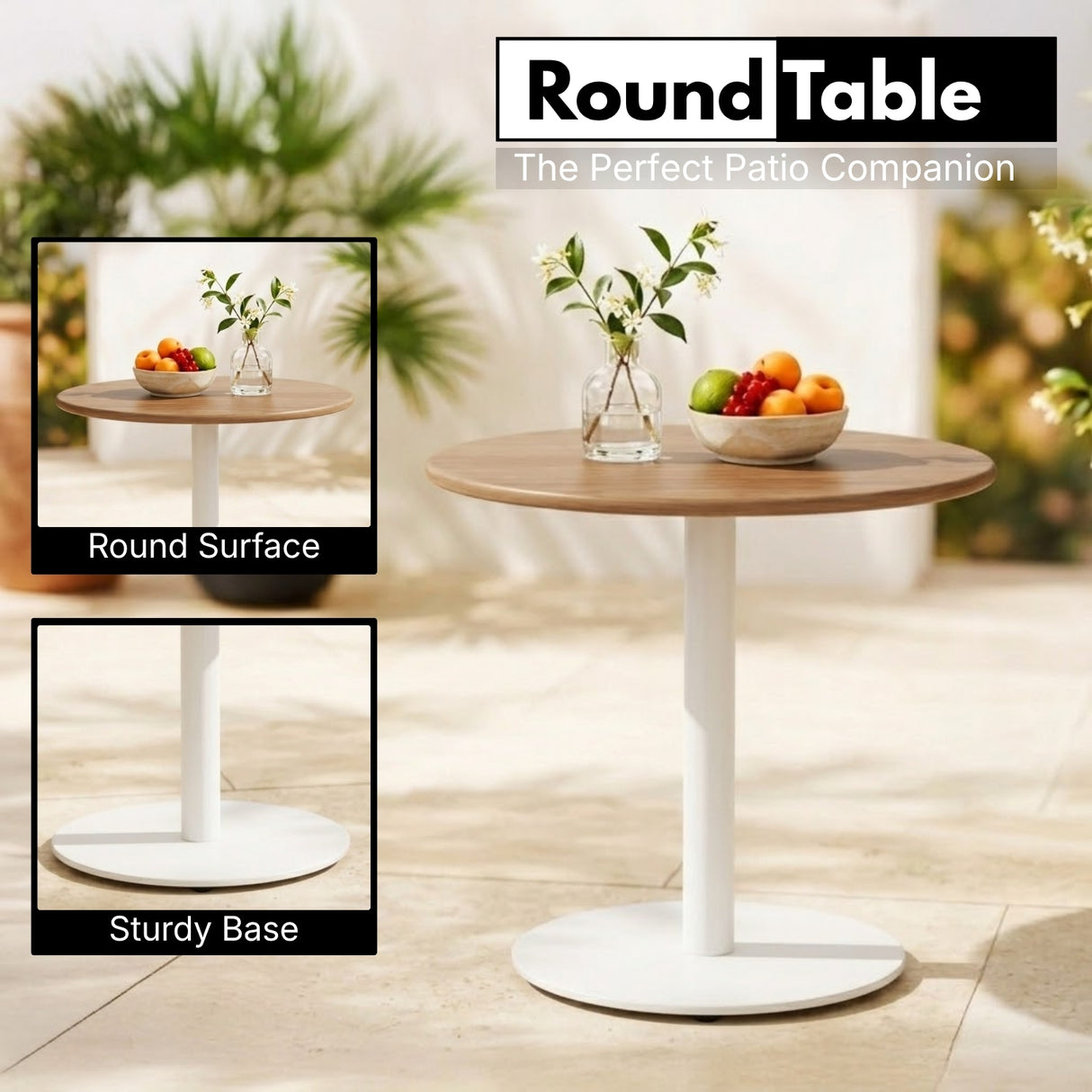 Outdoor Rope Patio Conversation Set with 2 Lounge Chairs & Round Center Table