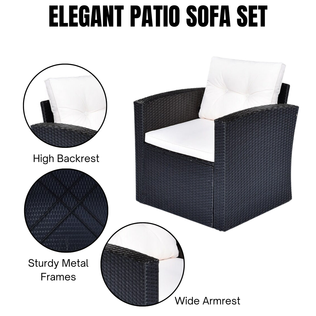 6 Piece Outdoor Conversation Set All Weather Wicker Sectional Sofa
