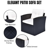 6 Piece Outdoor Conversation Set All Weather Wicker Sectional Sofa
