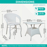 Outdoor Rattan Wicker 5-Piece Patio Furniture Set (White)