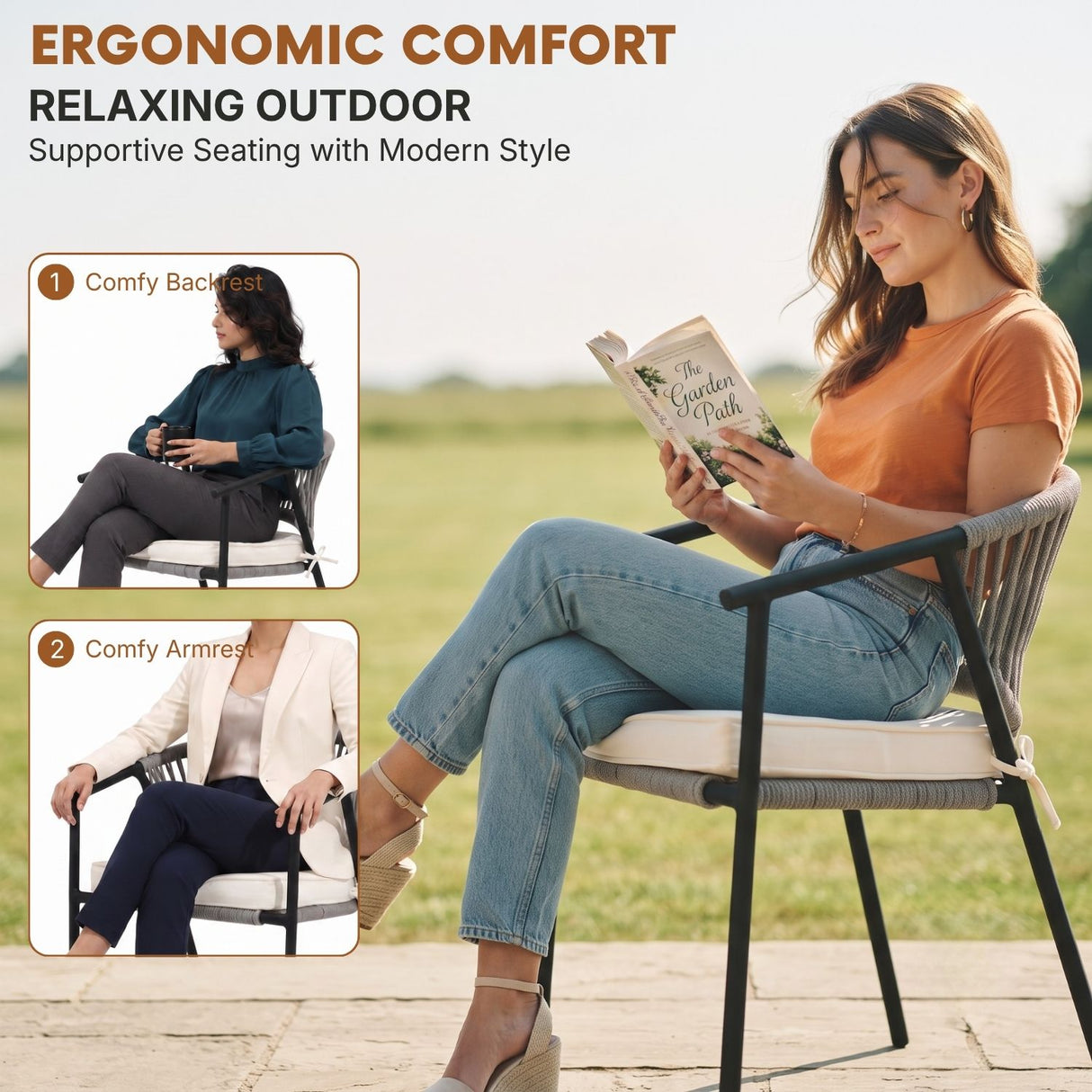 4-Piece Outdoor Rope Patio Dining Chairs