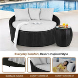 Outdoor Rattan Wicker Daybed with Glass Top Table