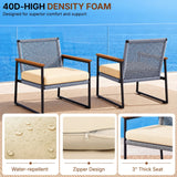 Outdoor 3-Piece Wicker Patio Set(Silver & Cream)