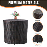 Dark Brown Wicker Garden Bistro End Table