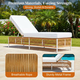 Outdoor Rope Lounge Chairs Set of 2 with Thick Cushions