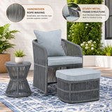 Outdoor 5 Piece Rope Patio Chair Ottoman Set (Grey)