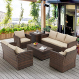 Outdoor 7-Seater Wicker Sectional Sofa Set
