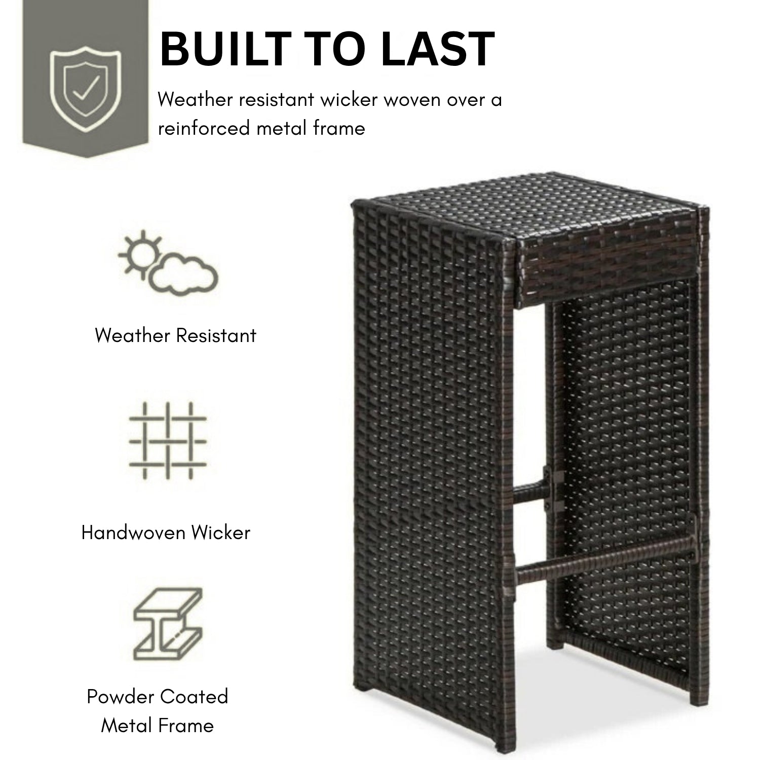 7-Piece Outdoor Rattan Wicker Bar Set with Glass Top Table