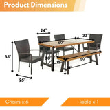 Outdoor All-Weather Resistant Rattan Wicker 6-Piece Dining Set