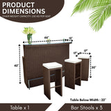 3-Seater Outdoor Rattan Wicker Bar Set
