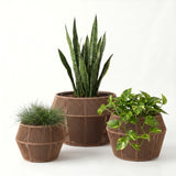 Outdoor 3-Piece Round Rope Planters (Beige)