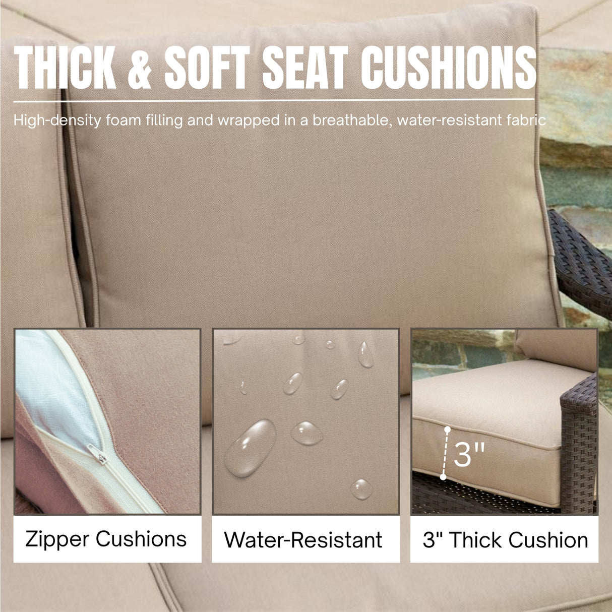 4 Pieces Patio Furniture Set, Outdoor Sectional Sofa