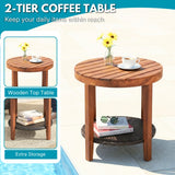 3-Piece Outdoor Wicker Patio Conversation Set (Dark Brown & Sky-Blue)