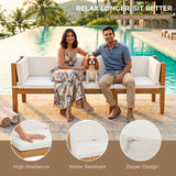 Outdoor Teak Wood & Rope L-Shape Sofa Set (Black & White)