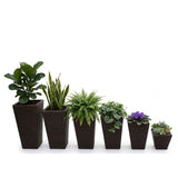 Tall Tapered Set of 6  Outdoor Wicker Planter (Dark Brown)