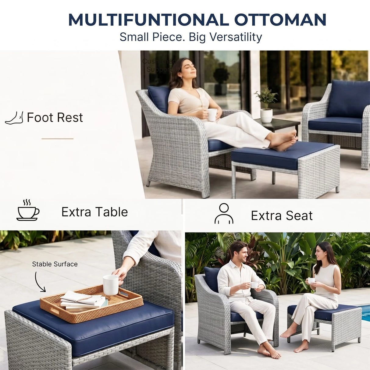 Outdoor Rattan Wicker 5 Piece Patio Sofa Set