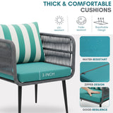 Outdoor 4-Seater Rope Conversation Set(Grey & Sky-blue)